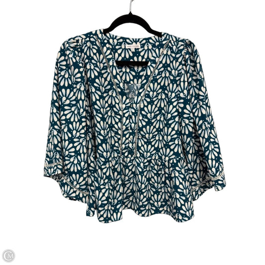 Top 3/4 Sleeve By Mary Square In Cream & Green, Size: S