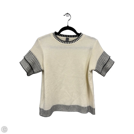 Sweater Short Sleeve By Shein In Black & Cream, Size: M