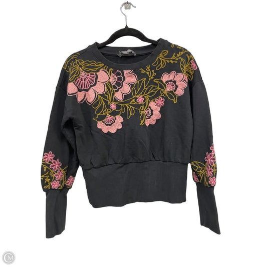 Sweatshirt Crewneck By Anthropologie In Black & Pink, Size: S
