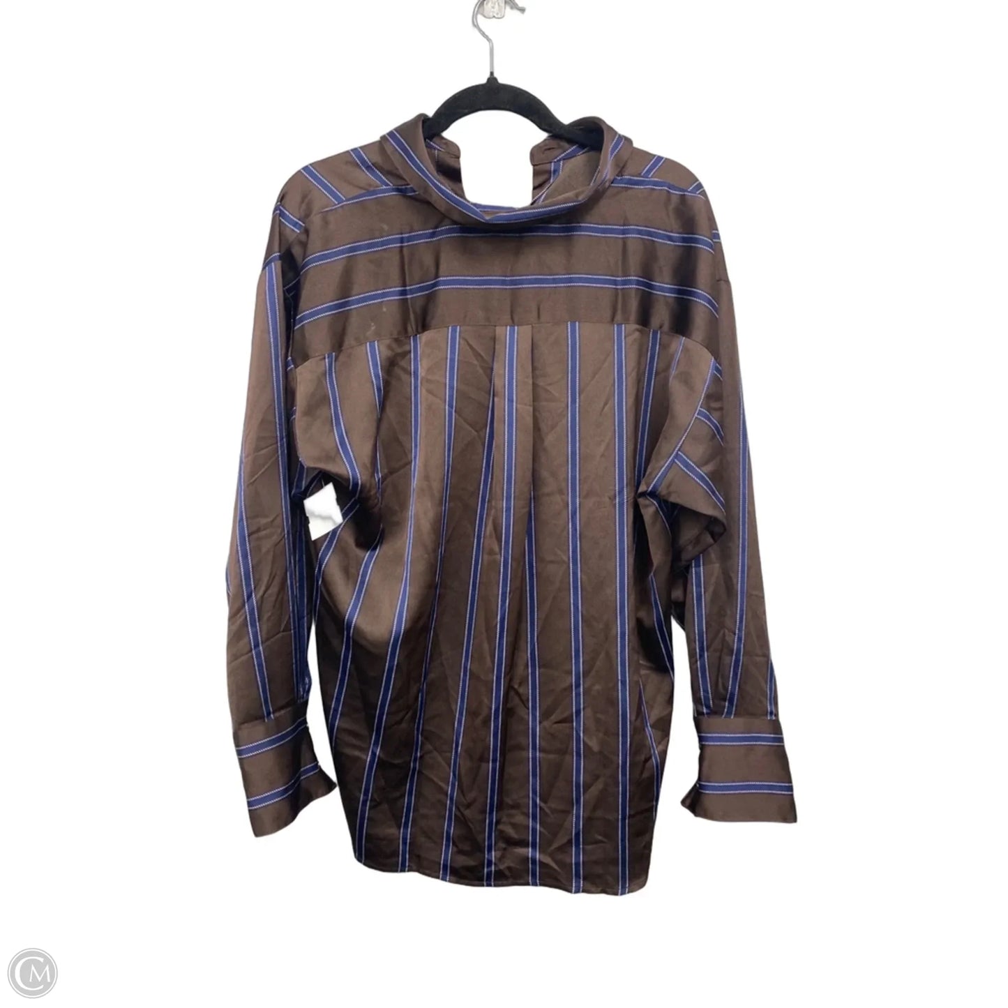 Blouse Long Sleeve By Loft In Blue & Brown, Size: L
