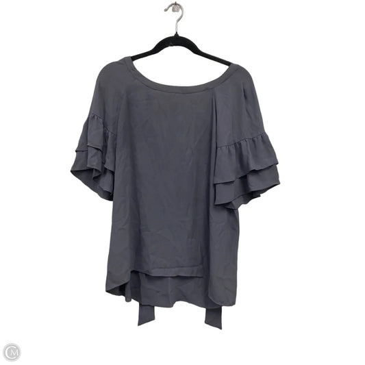 Blouse Short Sleeve By Loft In Grey, Size: L