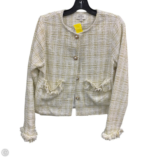 Skirt Suit 2pc By Clothes Mentor In Gold & White, Size: M