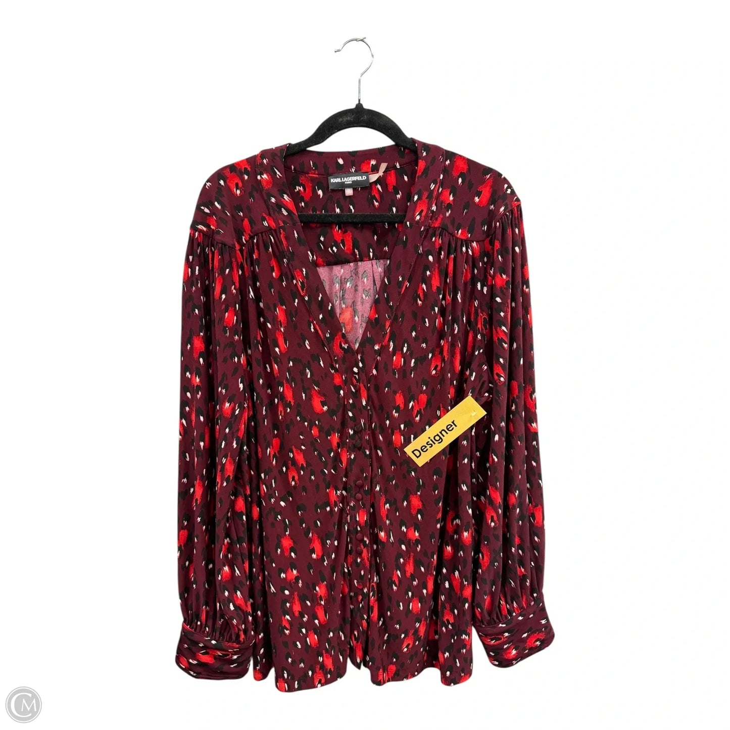 Blouse Designer By Karl Lagerfeld In Geometric Pattern, Size: 2x