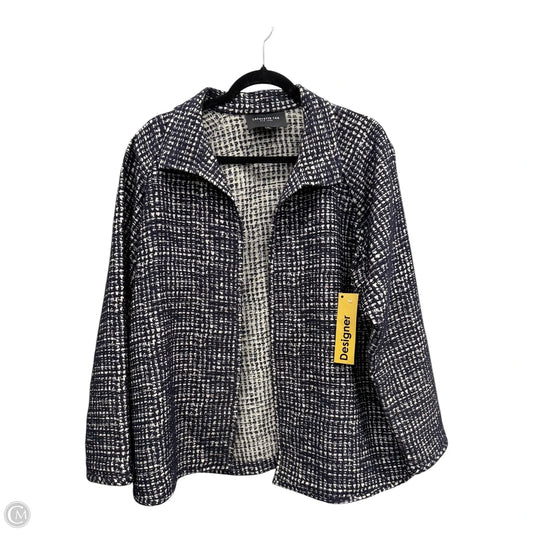 Blazer Designer By Lafayette 148 In Blue & White, Size: L