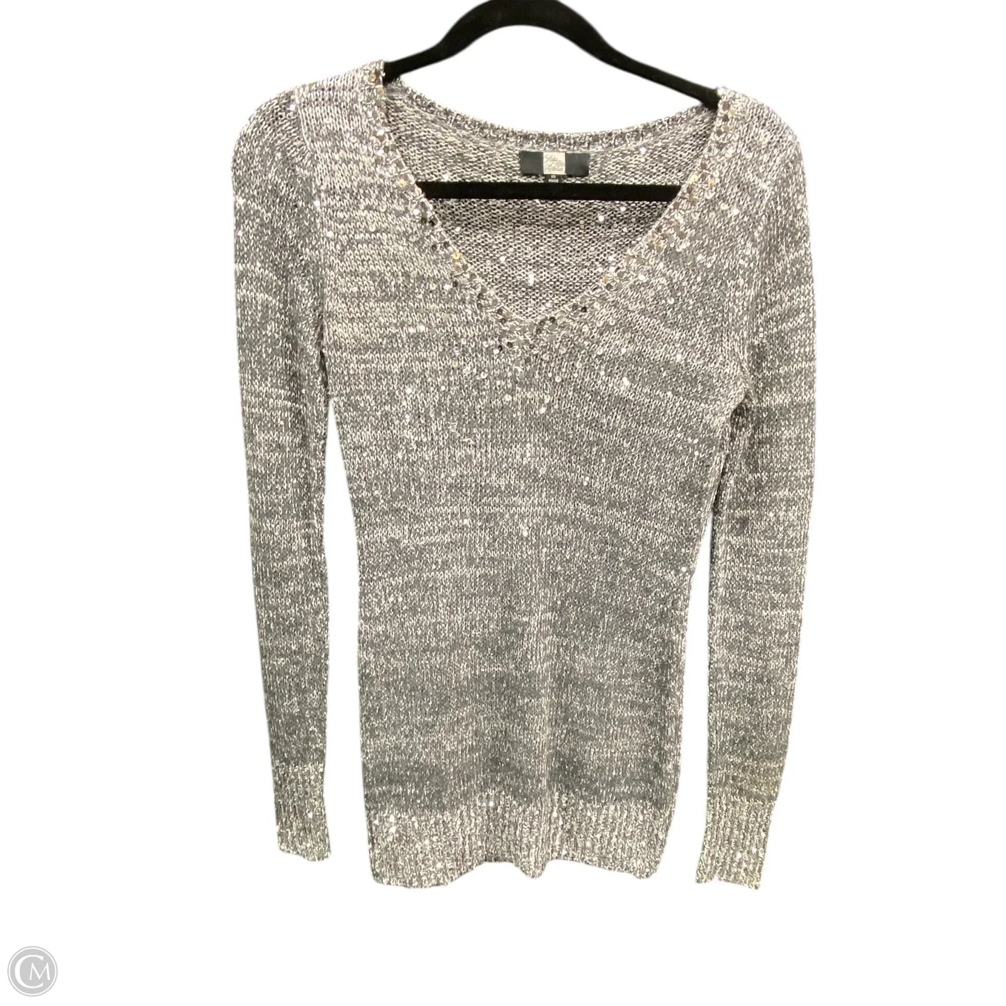 Sweater By Saks Fifth Avenue In Silver, Size: Xs