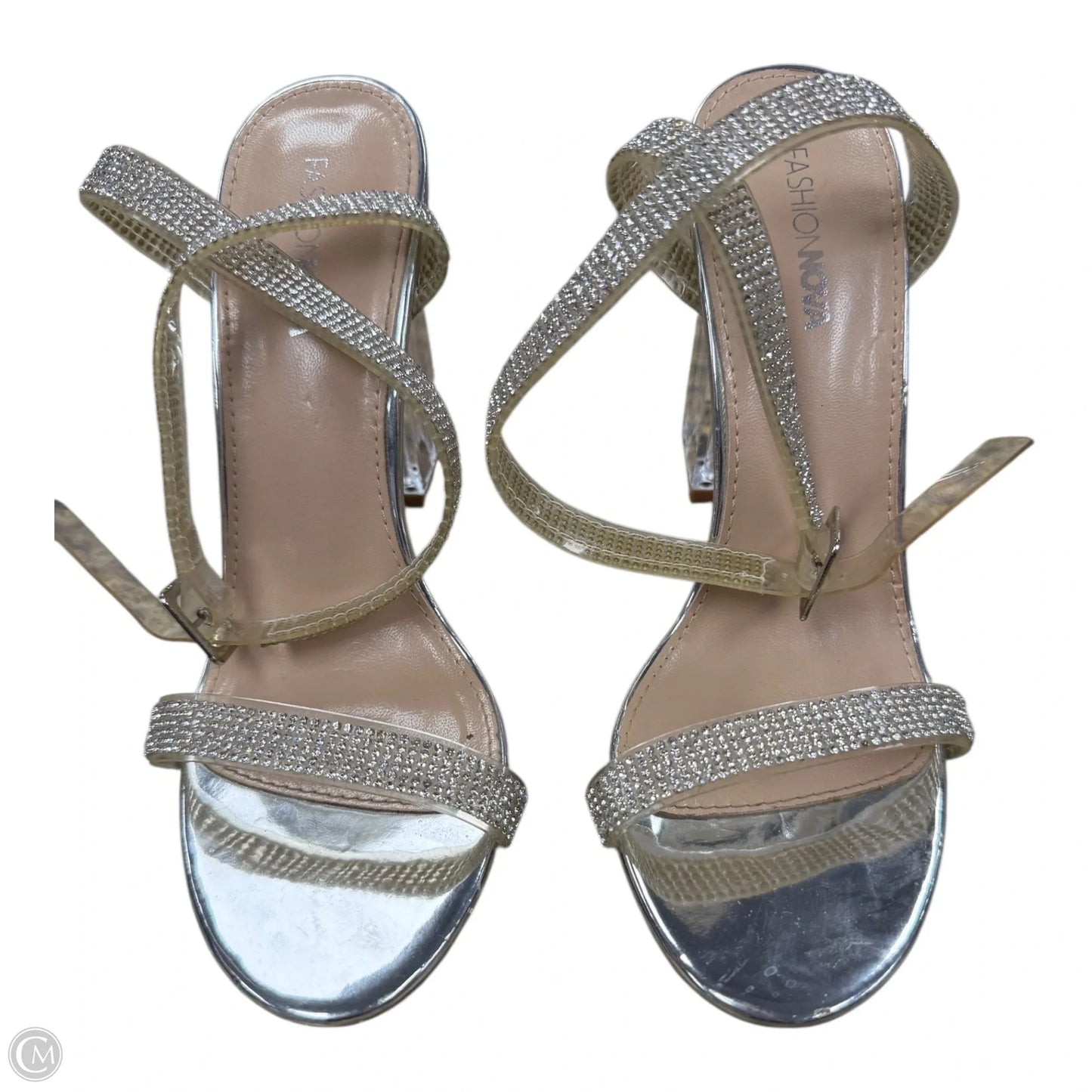 Shoes Heels Block By Fashion Nova In Silver, Size: 7.5