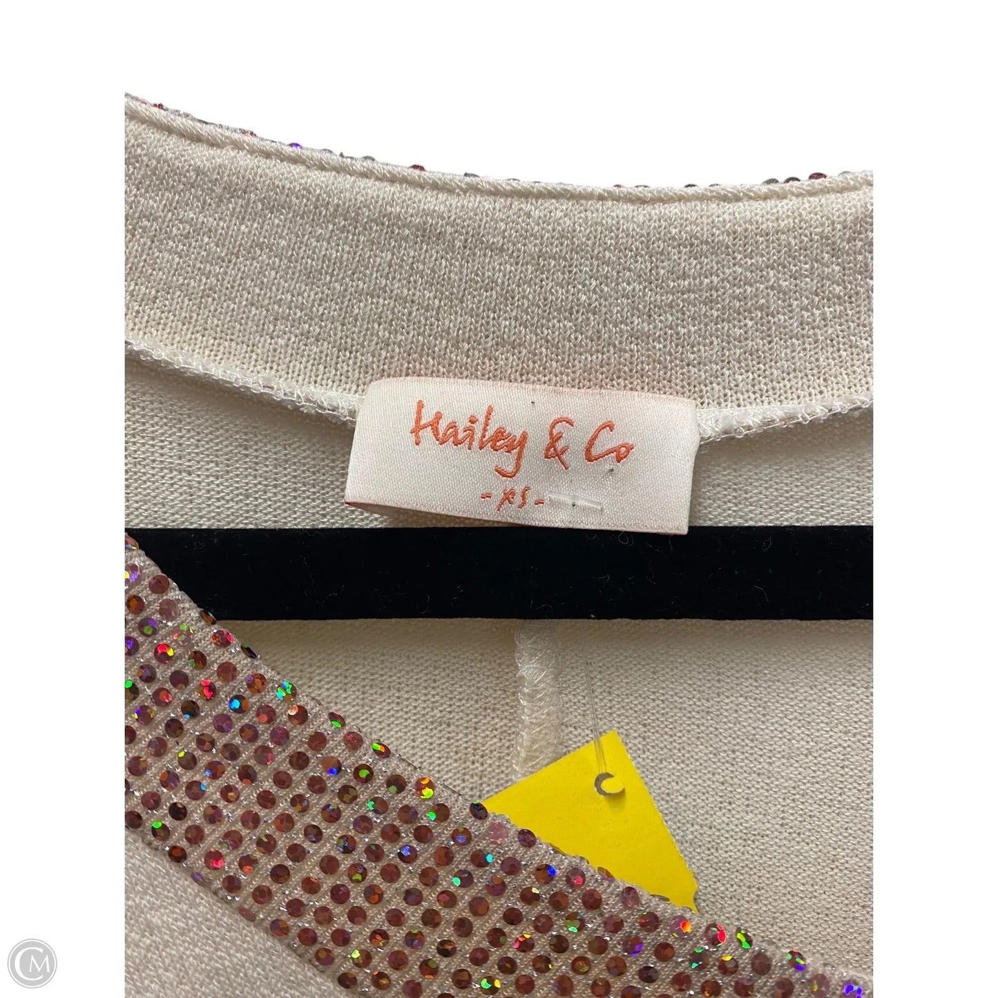 Sweater By Hailey & Co In Cream & Orange, Size: Xs