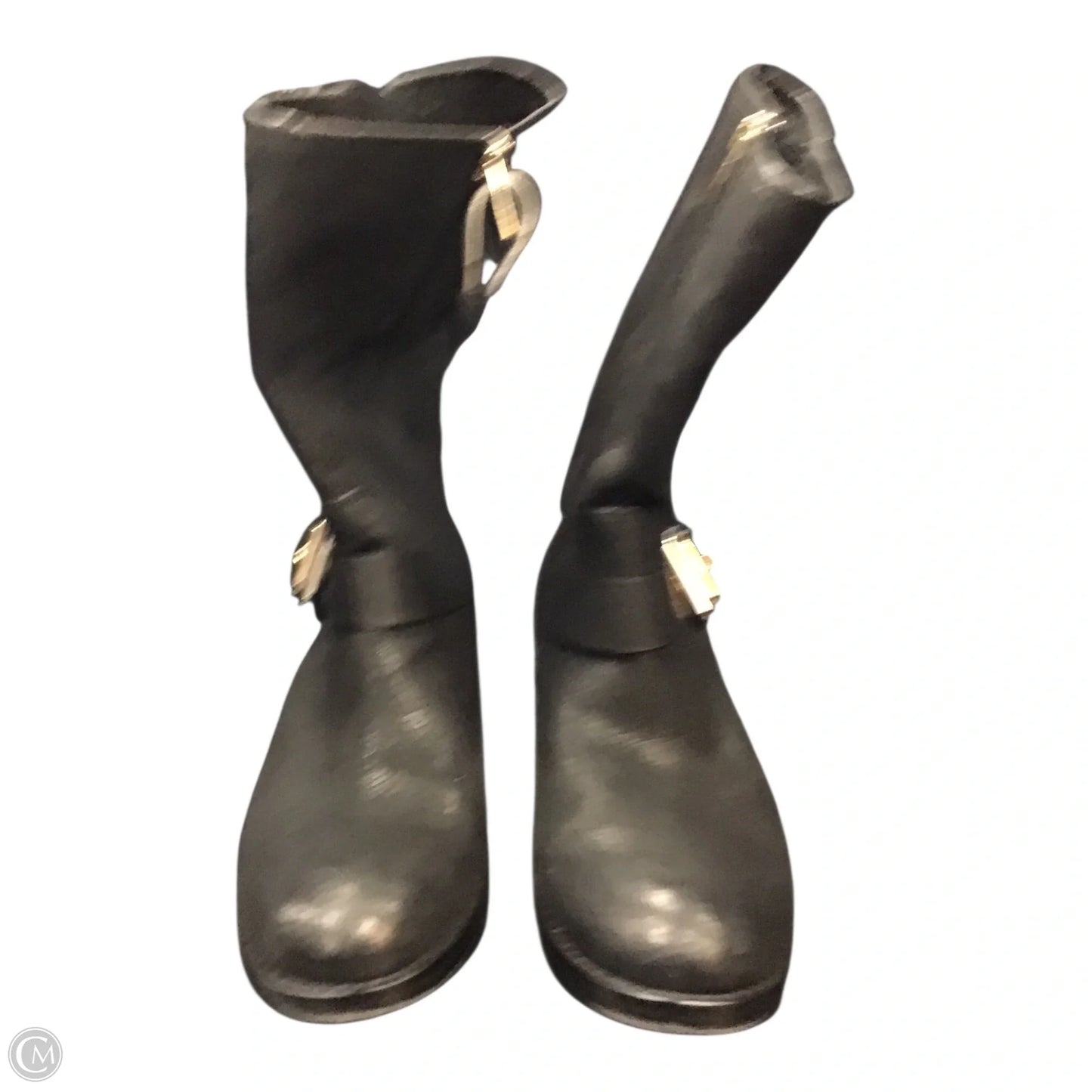 Boots Ankle Heels By Vince Camuto In Black & Gold, Size: 7.5