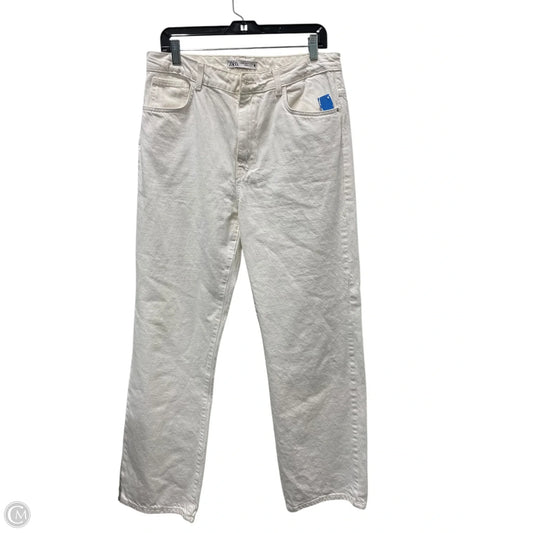 Jeans Wide Leg By Zara In Cream, Size: 12