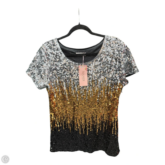 Blouse Short Sleeve By Clothes Mentor In Gold & Silver, Size: Xl
