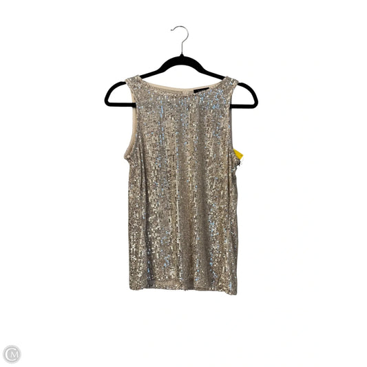Top Sleeveless By Halogen In Silver & Tan, Size: M