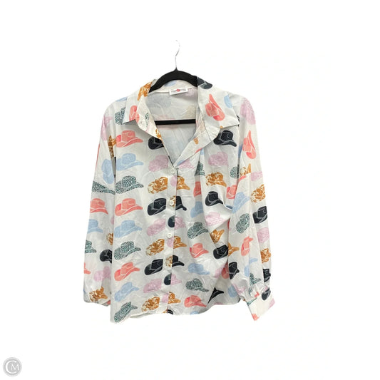 Blouse Long Sleeve By Clothes Mentor In Multi-colored, Size: L