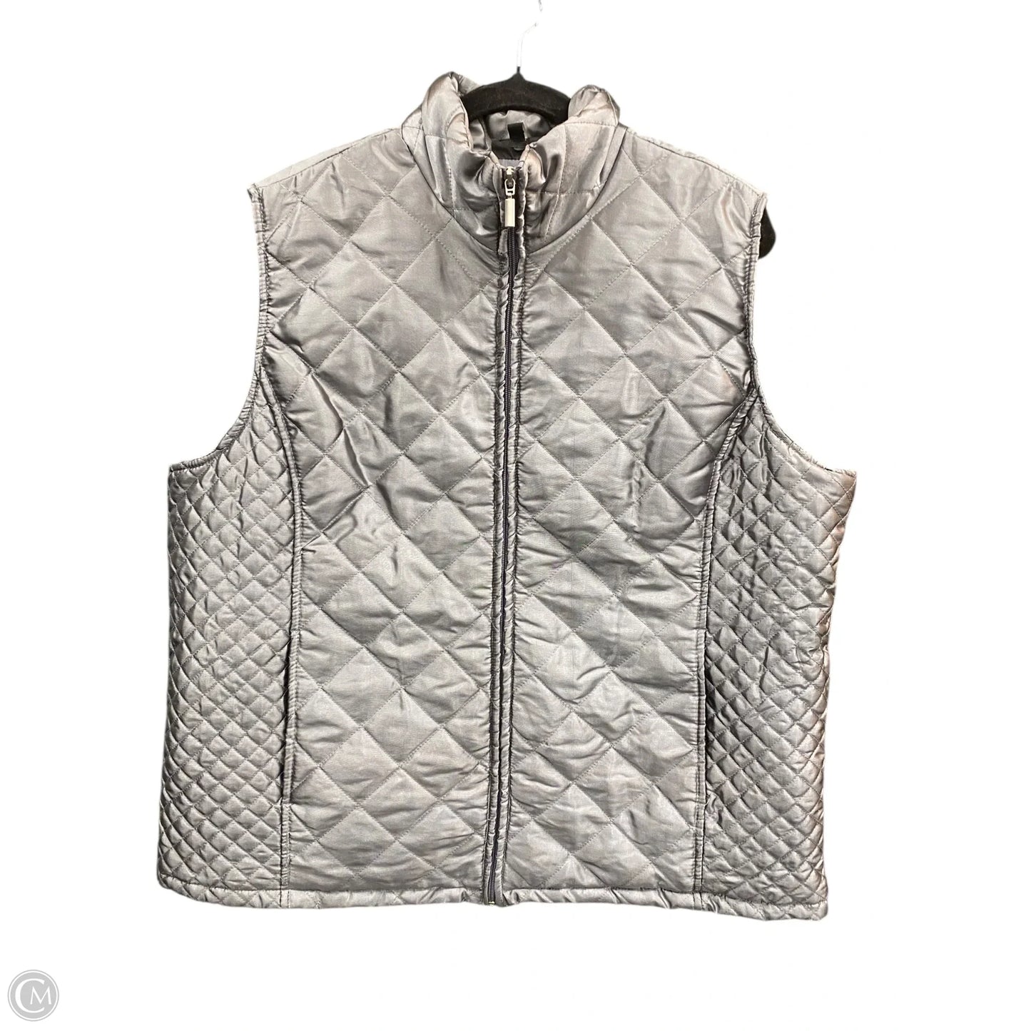 Vest Puffer & Quilted By Jane Ashley In Grey, Size: 3x