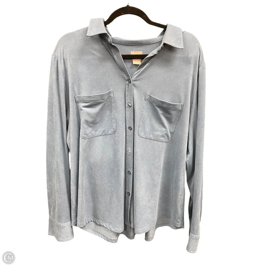 Blouse Long Sleeve By Chip And Pepper In Blue, Size: Xl