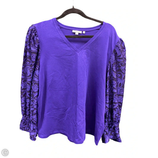 Blouse 3/4 Sleeve By Chicos In Purple, Size: Xxl