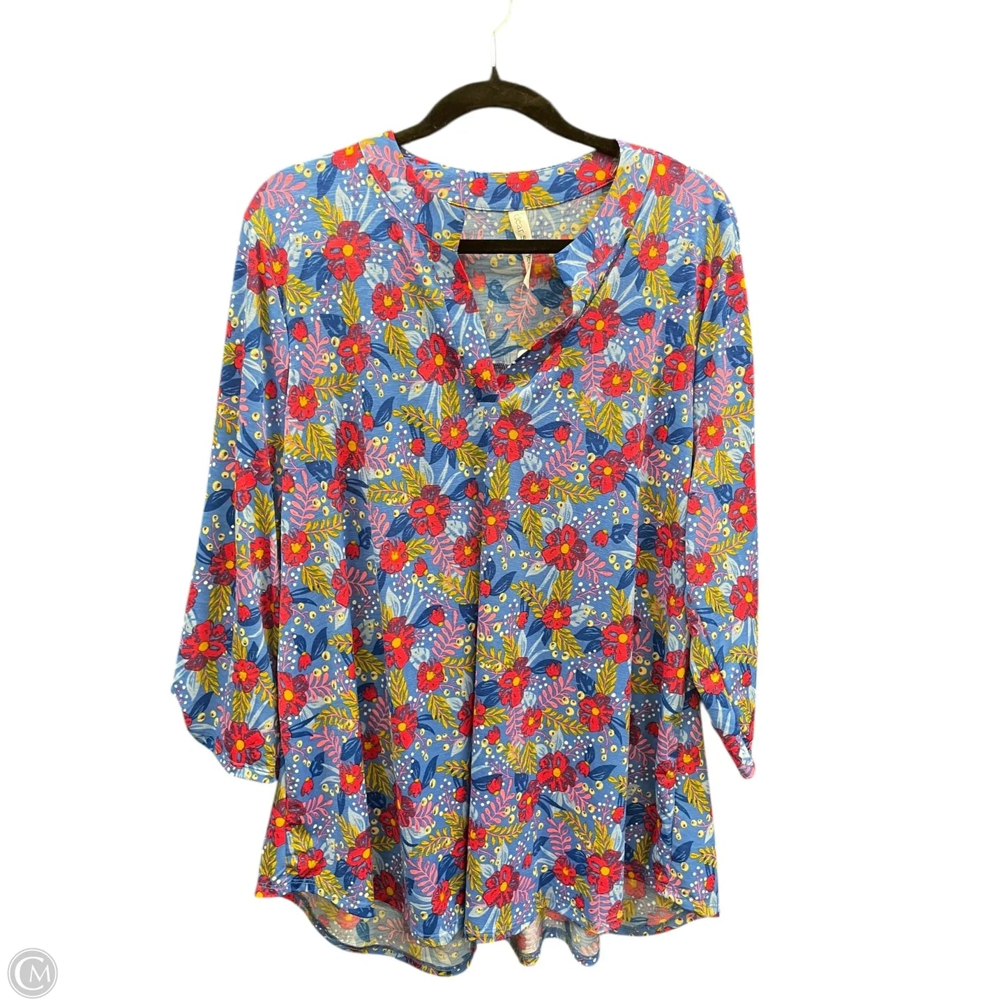 Blouse 3/4 Sleeve By Dear Scarlett In Floral Print, Size: 2x