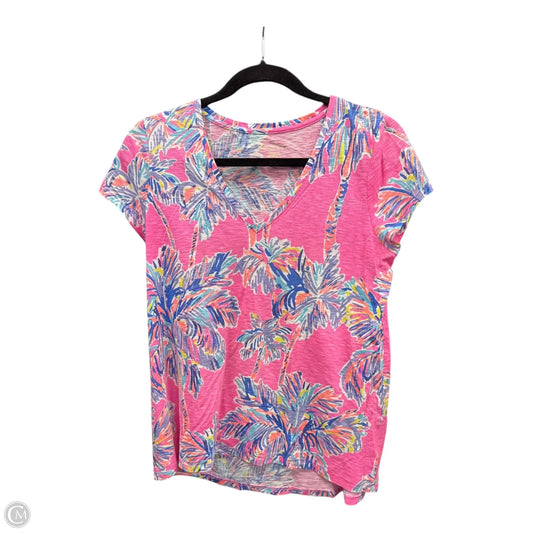 Top Short Sleeve Designer By Lilly Pulitzer In Tropical Print, Size: S