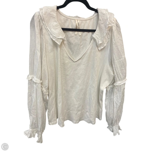 Blouse Long Sleeve By Anthropologie In White, Size: 3x
