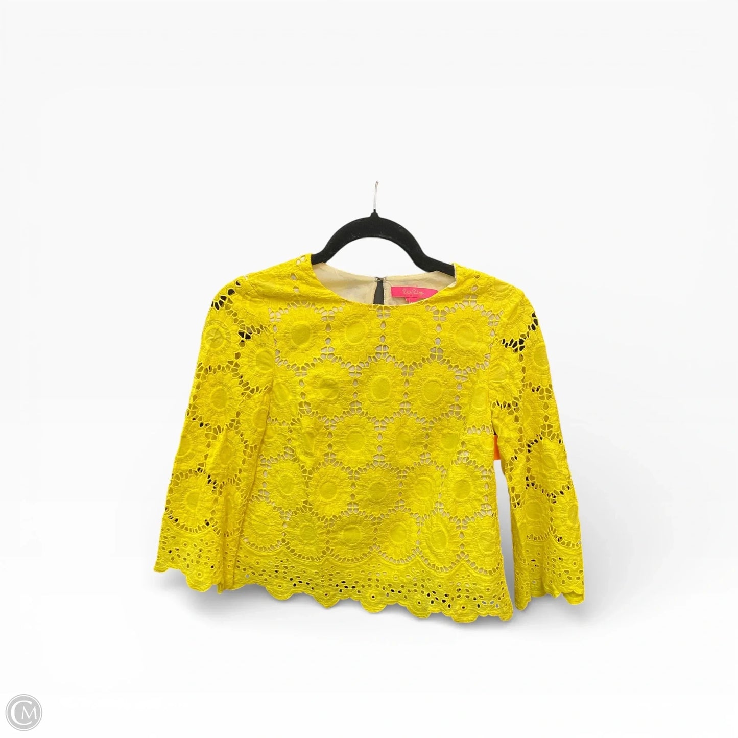 Top 3/4 Sleeve Designer By Lilly Pulitzer In Yellow, Size: Xxs