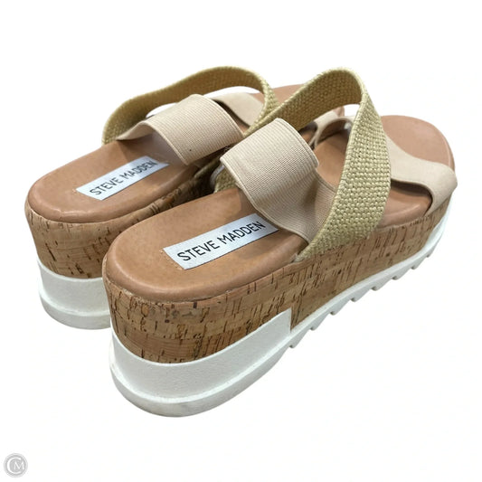 Sandals Heels Platform By Steve Madden In Tan, Size: 7