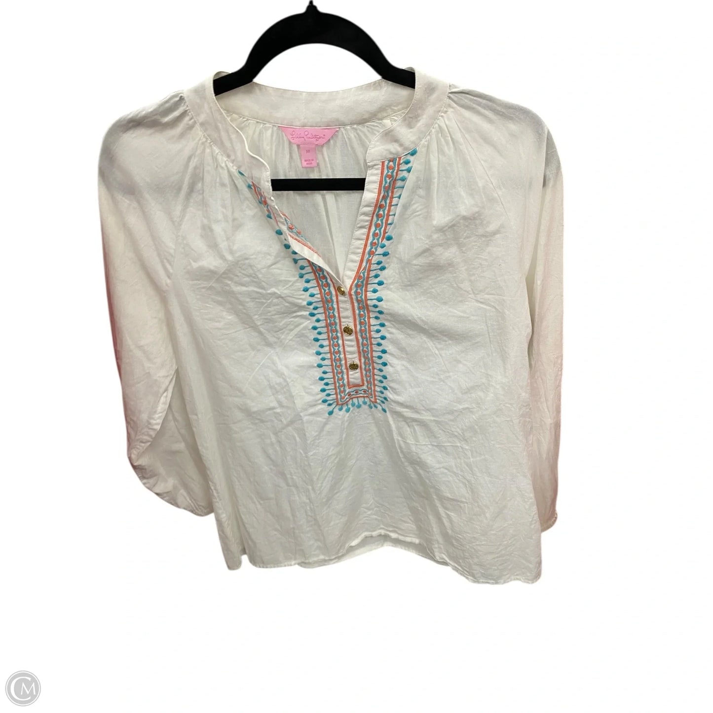 Top Long Sleeve Designer By Lilly Pulitzer In White, Size: M