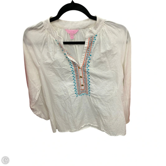 Top Long Sleeve Designer By Lilly Pulitzer In White, Size: M