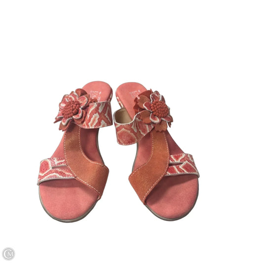 Sandals Heels Block By Ann Marino In Cream & Orange, Size: 8.5