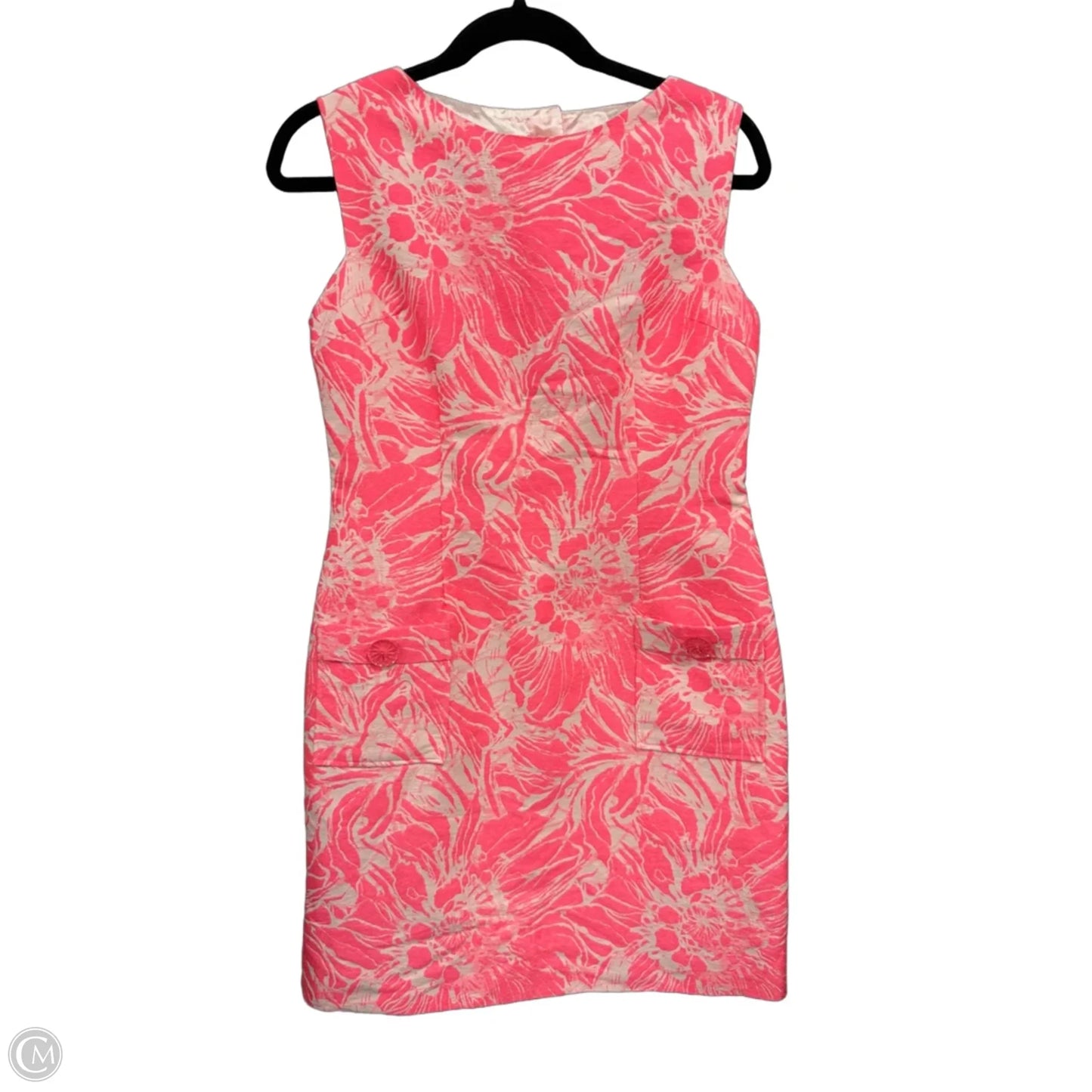Dress Casual Short By Cmb In Cream & Pink, Size: 8