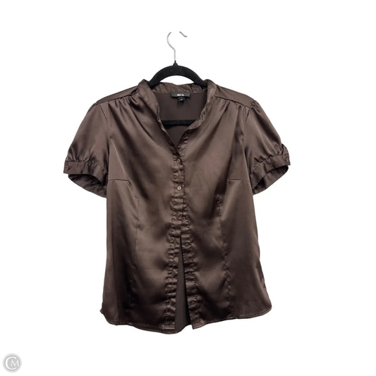 Blouse Short Sleeve By Bcx In Brown, Size: L