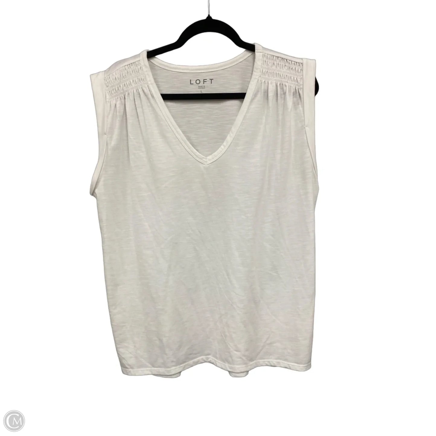 Top Sleeveless By Loft In White, Size: L