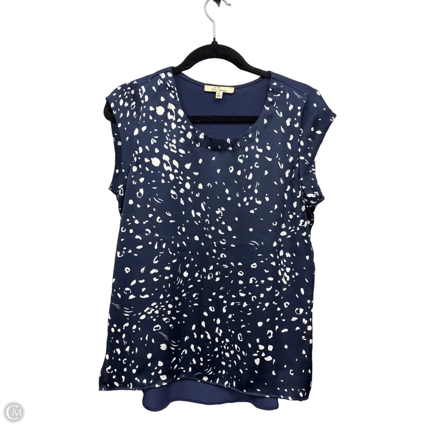 Top Short Sleeve By Clothes Mentor In Blue & White, Size: M