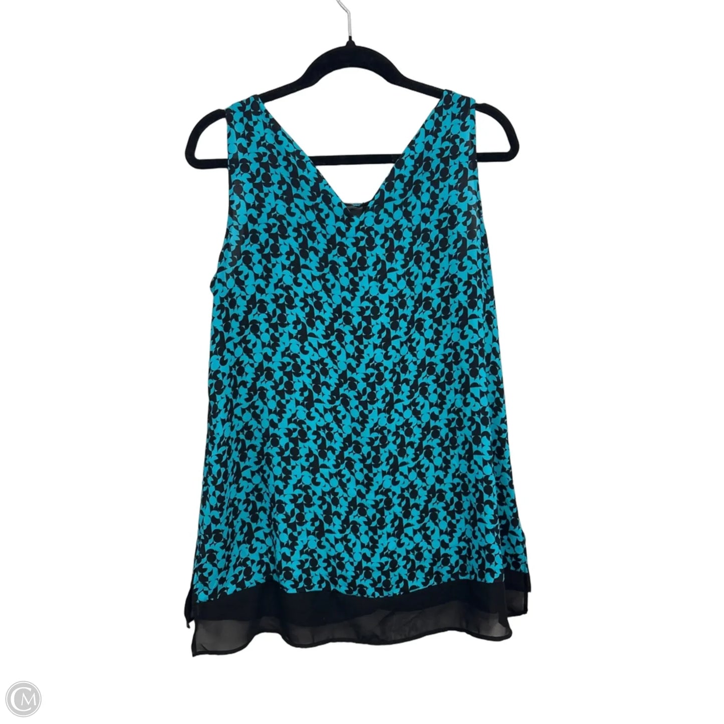 Blouse Sleeveless By Worthington In Black & Blue, Size: M