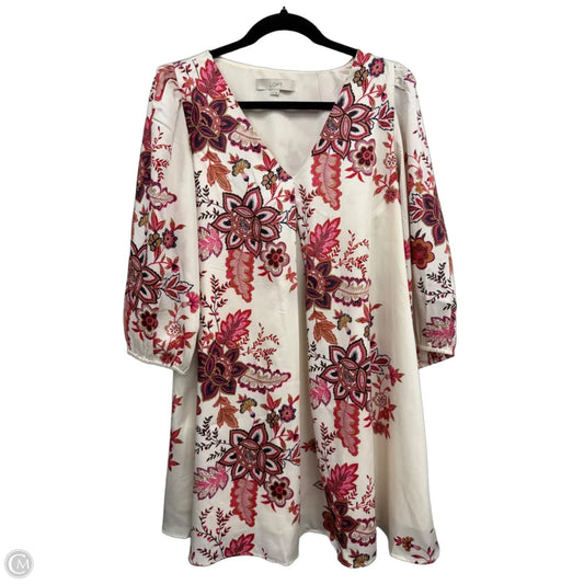 Dress Casual Short By Loft In Cream & Red, Size: M