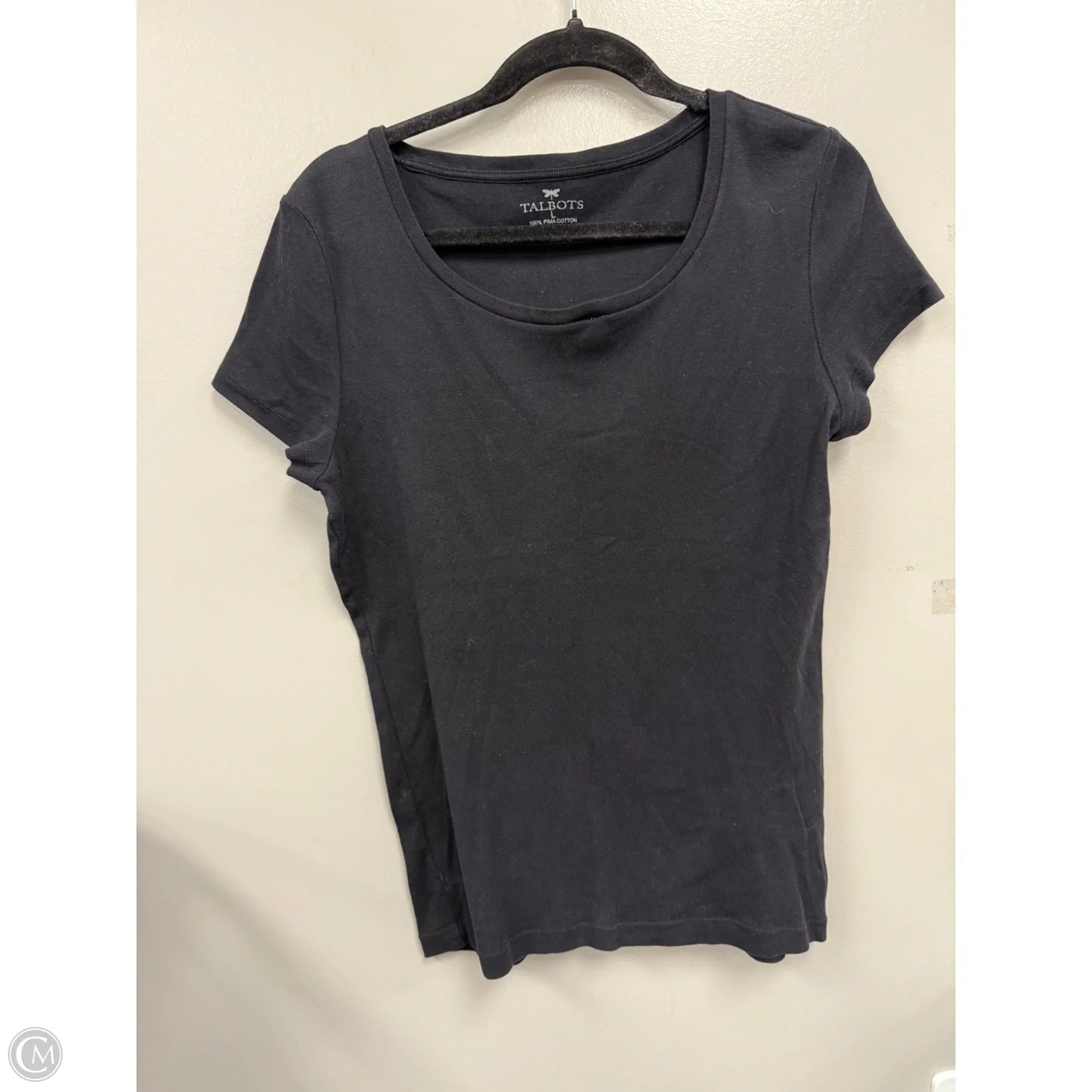 Top Short Sleeve Basic By Talbots In Black, Size: L