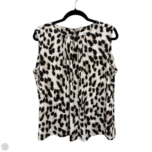 Blouse Sleeveless By Calvin Klein In Black & Cream, Size: 1x