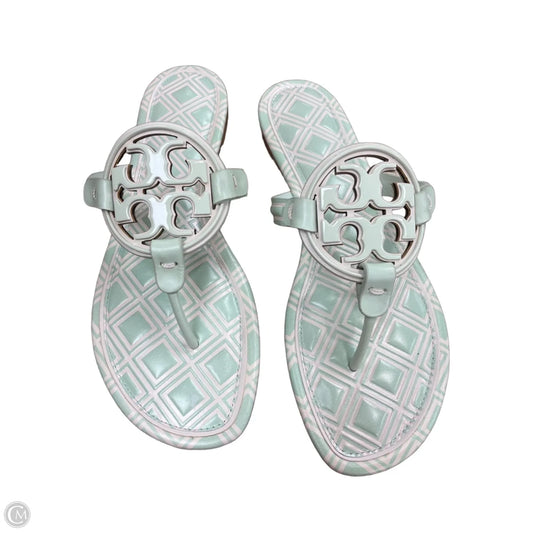 Sandals Designer By Tory Burch In Green & White, Size: 10