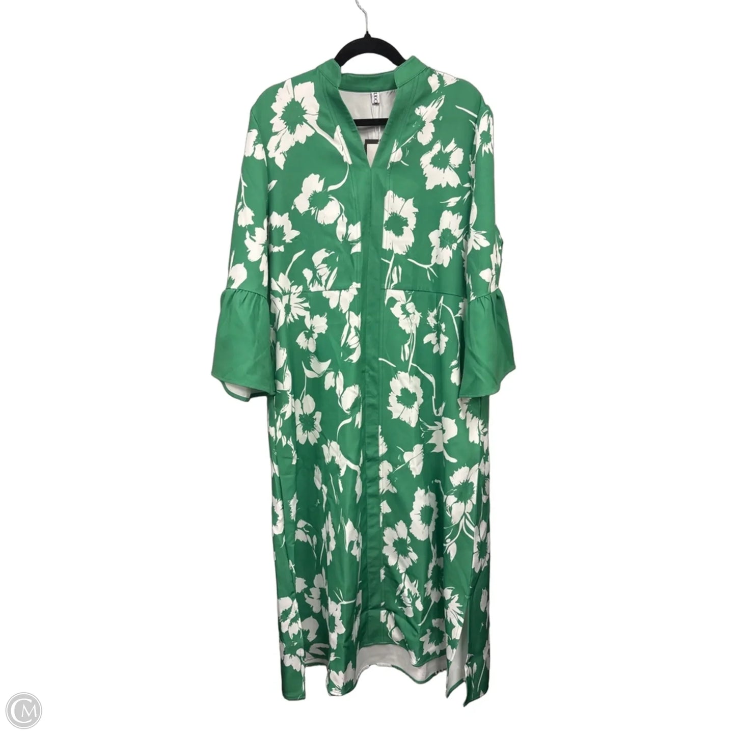 Dress Casual Maxi By Clothes Mentor In Green & White, Size: 2x
