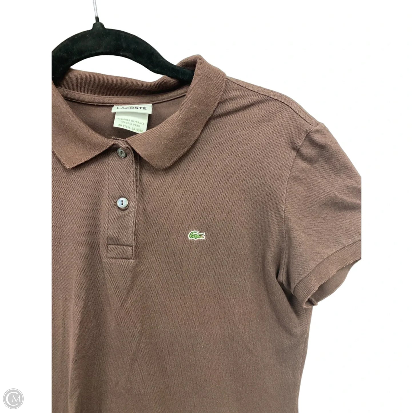 Top Short Sleeve By Lacoste In Brown, Size: M