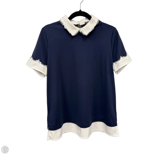 Blouse Designer By Karl Lagerfeld In Blue & White, Size: M