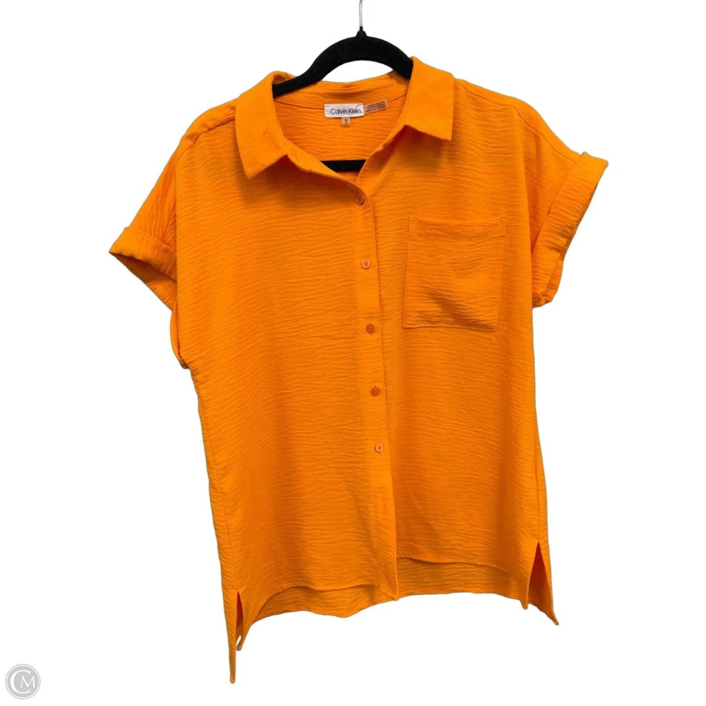 Top Short Sleeve By Calvin Klein In Orange, Size: M