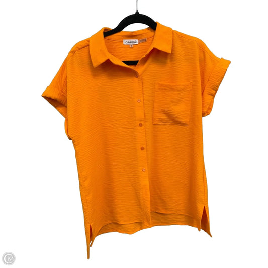 Top Short Sleeve By Calvin Klein In Orange, Size: M