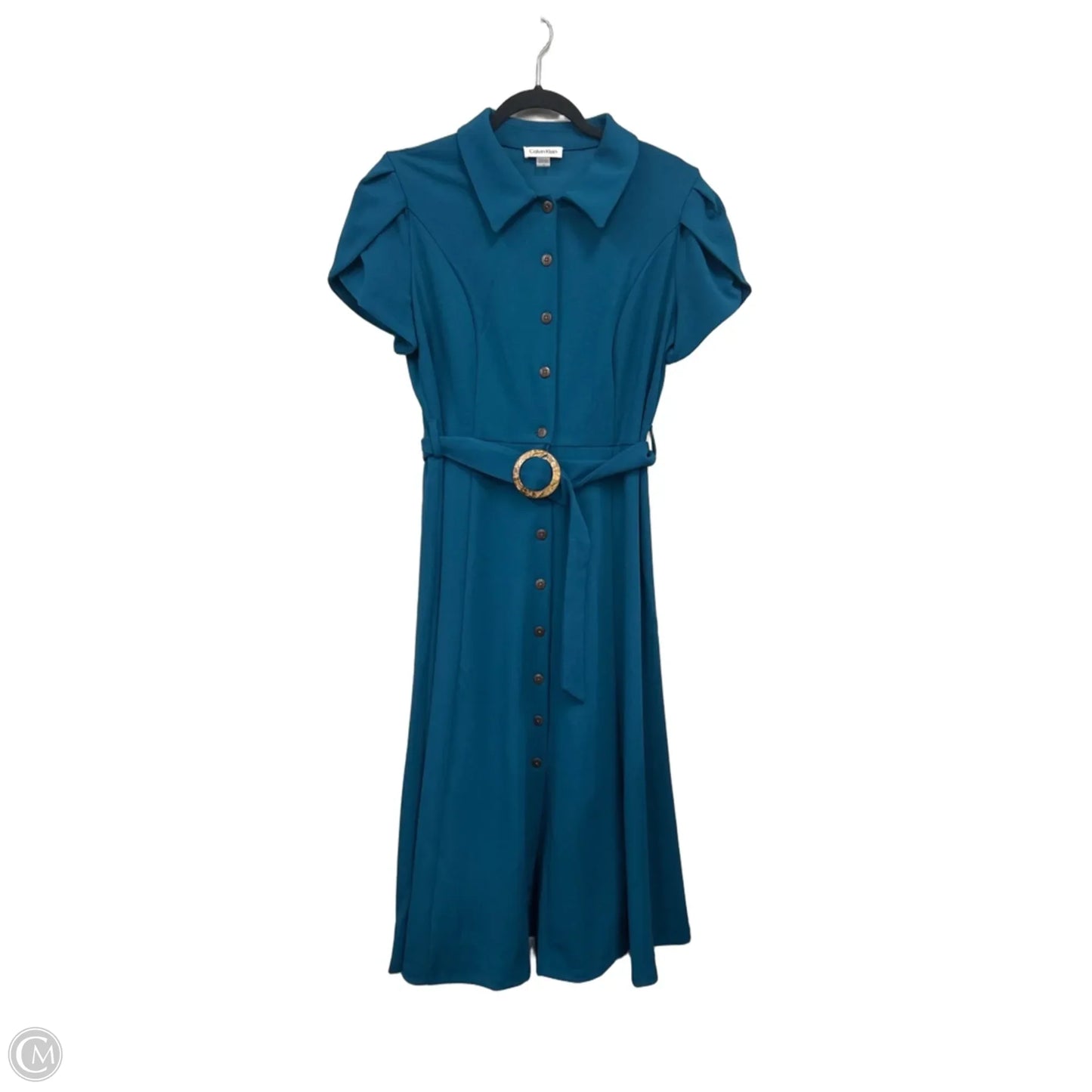 Dress Casual Midi By Calvin Klein In Teal, Size: 10