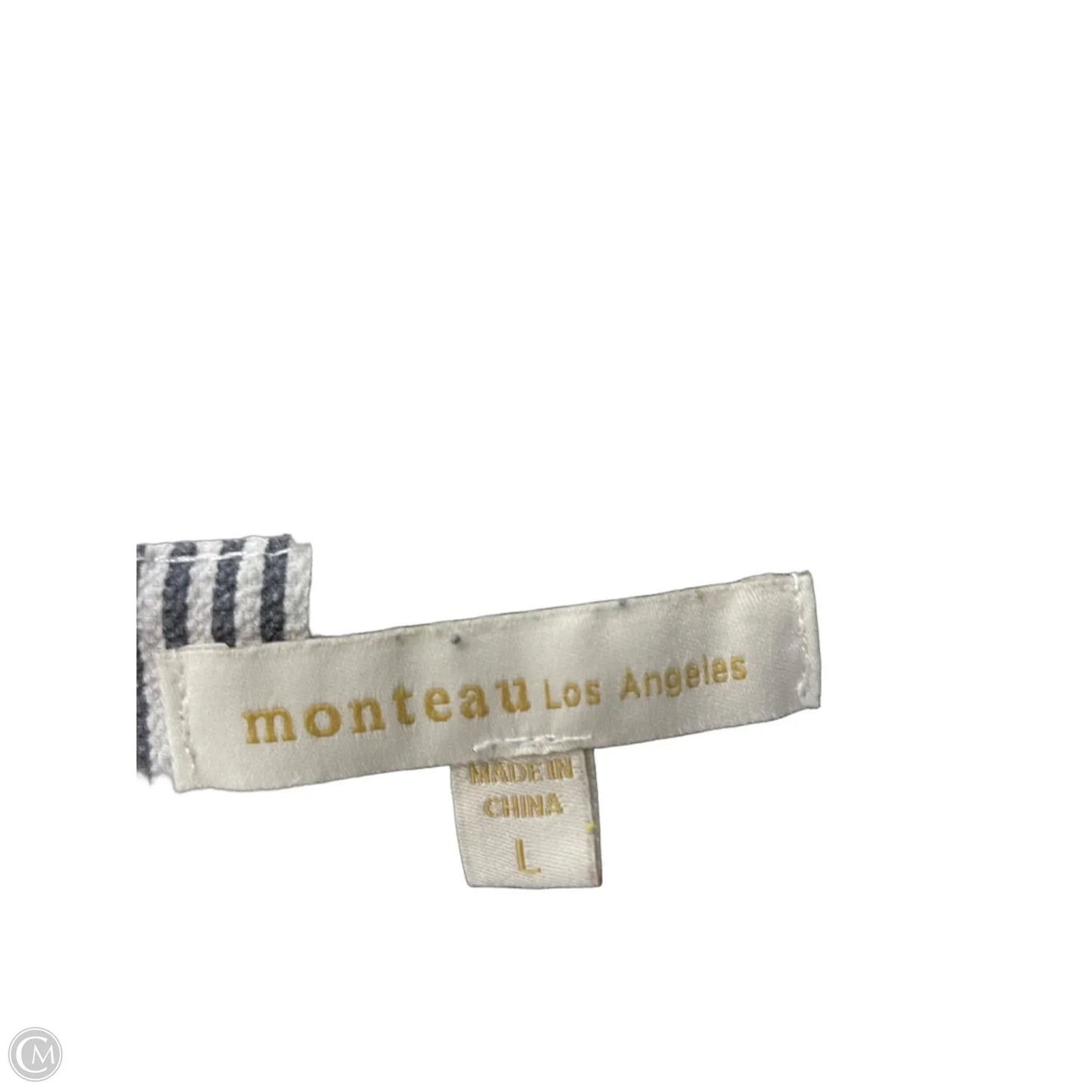 Top Short Sleeve By Monteau In Grey & White, Size: L