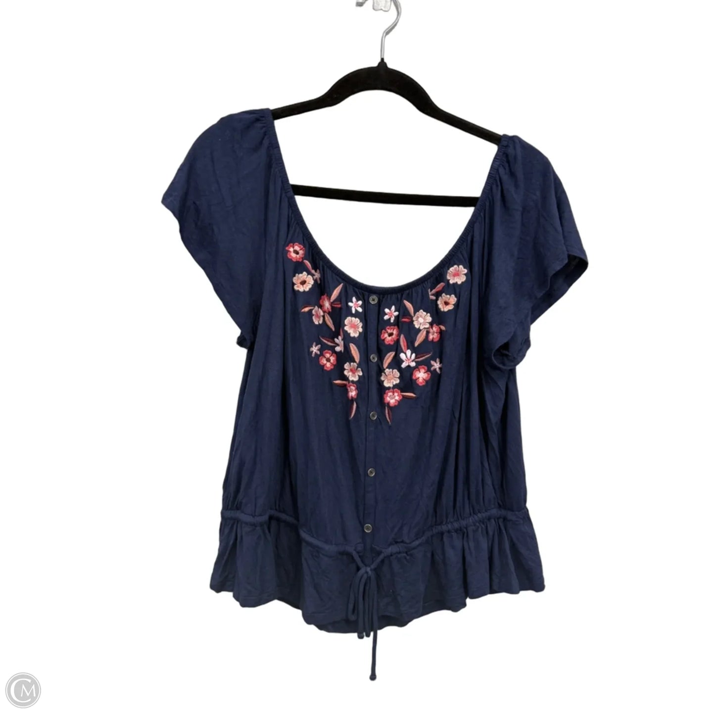 Top Short Sleeve By Aeropostale In Blue & Pink, Size: Xl