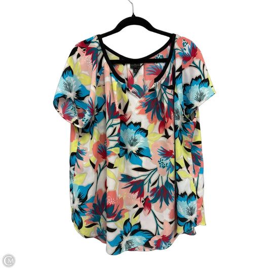 Top Short Sleeve By Worthington In Blue & Pink, Size: 1x