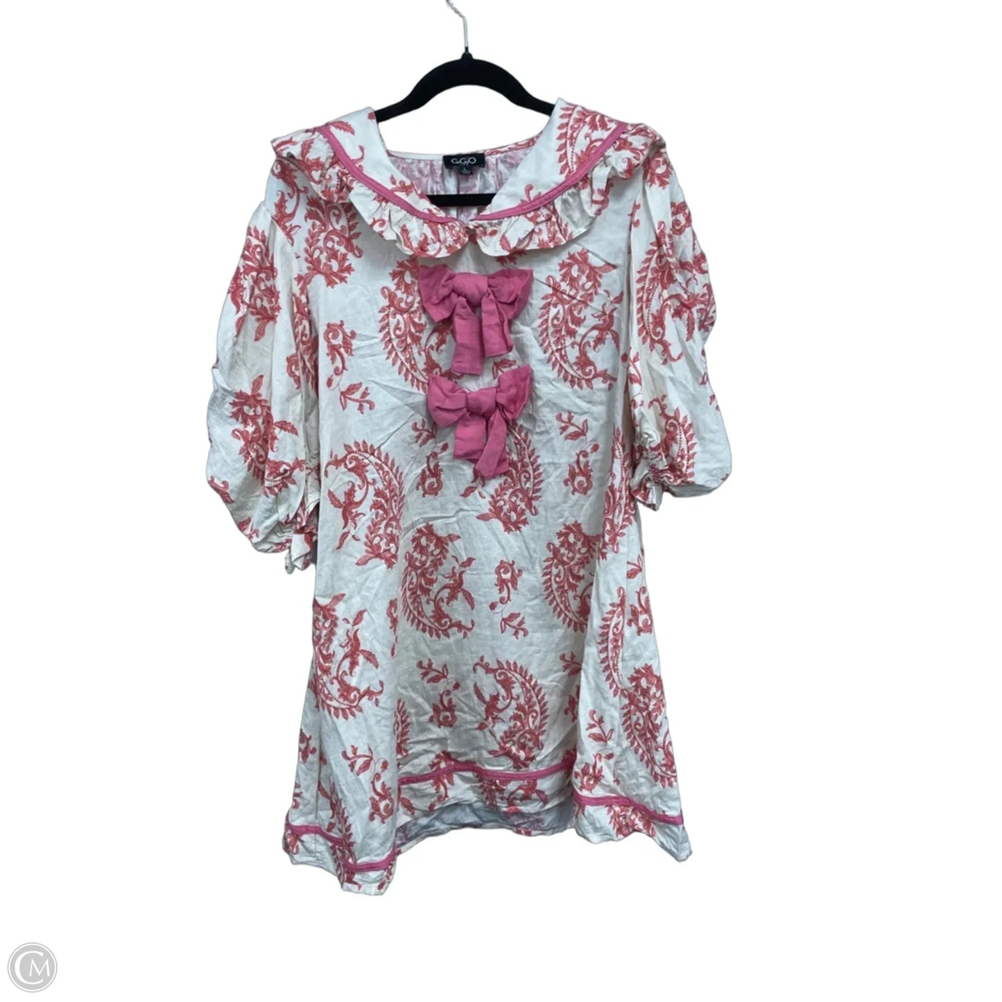 Dress Casual Short By Gigio In Pink & White, Size: L