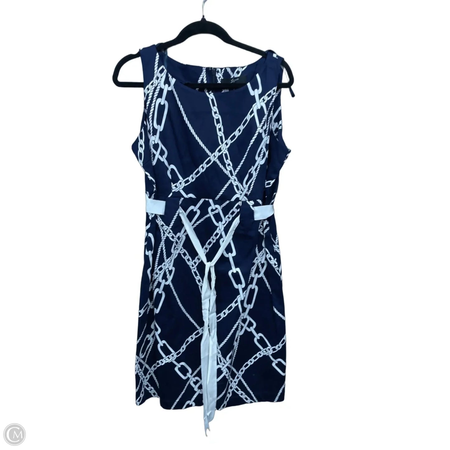 Dress Casual Maxi By Nina Leonard In Blue & White, Size: 14