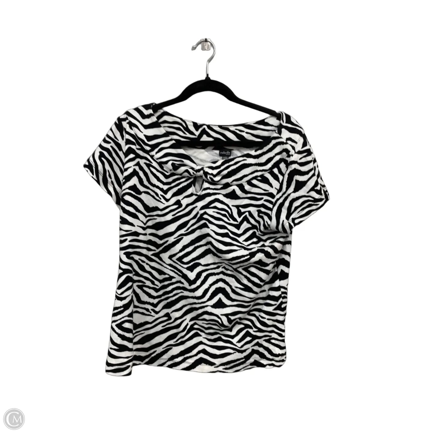 Top Short Sleeve By Rafaella In Black & White, Size: 1x