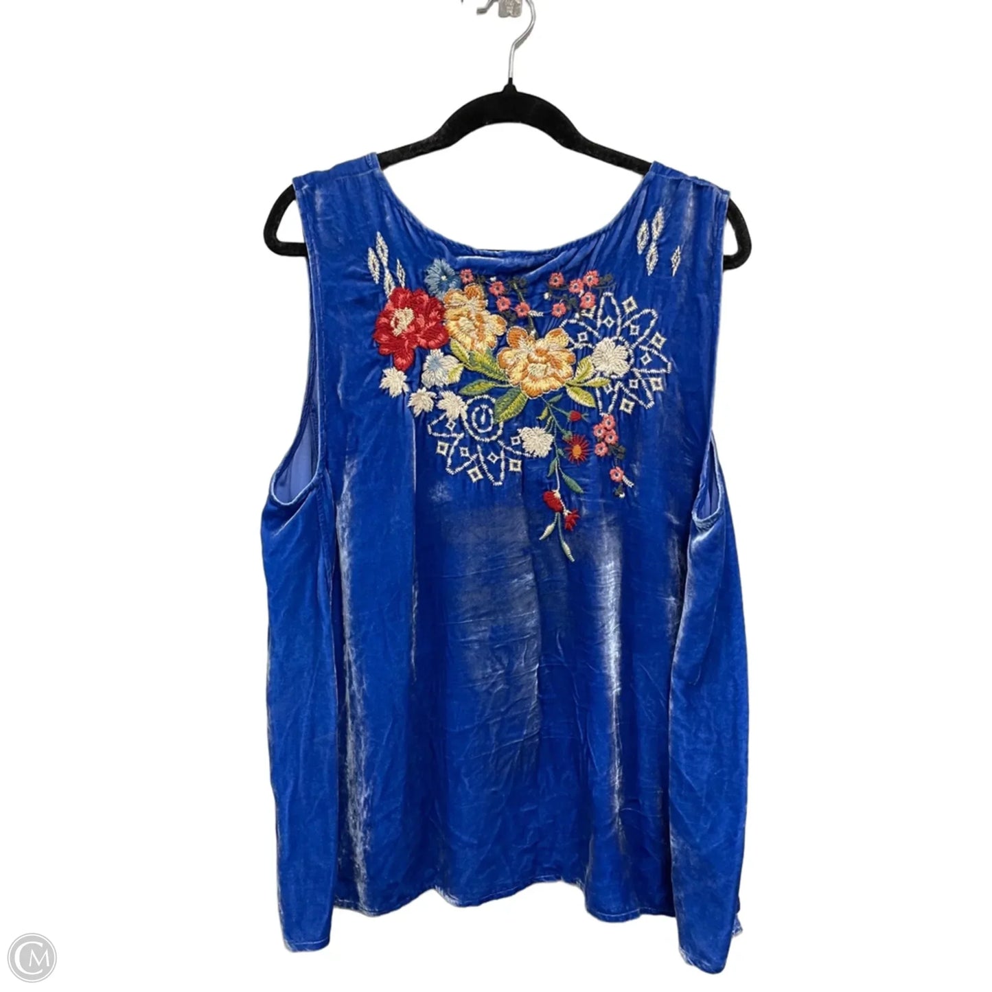 Top Sleeveless By Johnny Was In Blue & Cream, Size: Xl