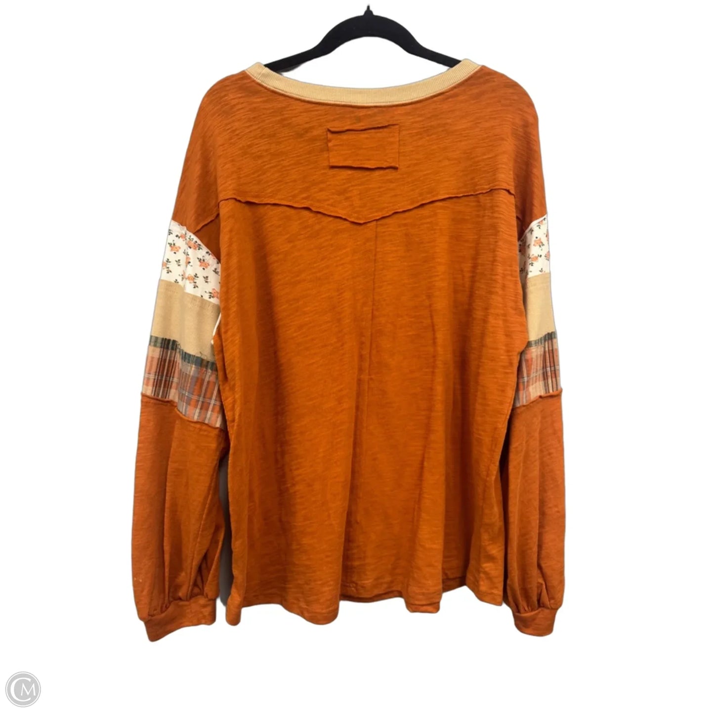 Top Long Sleeve By Shein In Cream & Orange, Size: L